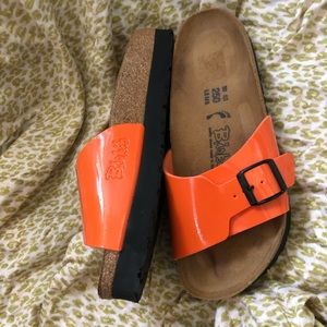 Birkenstock Birkies orange patent birkibuck 39 8 8.5 9
